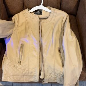 Beige faux leather Women's Jacket